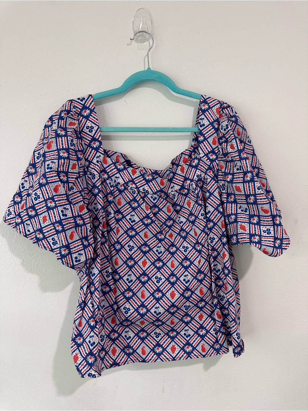Fruit Picnic Square Neck Peasant Top
